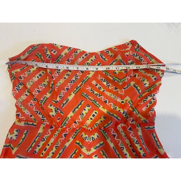 Fire Los Angeles Women Fit & Flare Dress FDW004804 Caged Back Geometric Orange M - Picture 5 of 9